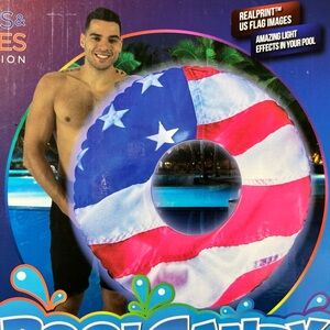 Poolcandy American Flag Pool Float large illuminated‎ led pool tube 42 inches